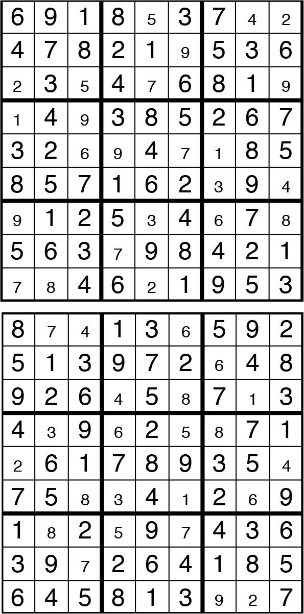 Solutions des sudokus du précédent numéro