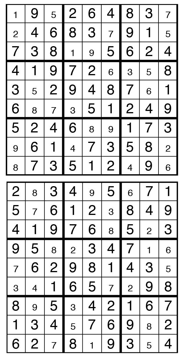 Solutions des sudokus du précédent numéro