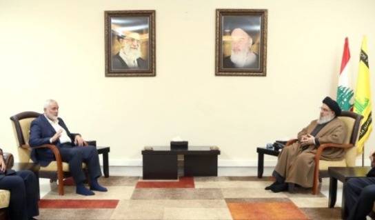 Le chef du bureau politique du Hamas s'entretient avec Hassan Nasrallah
