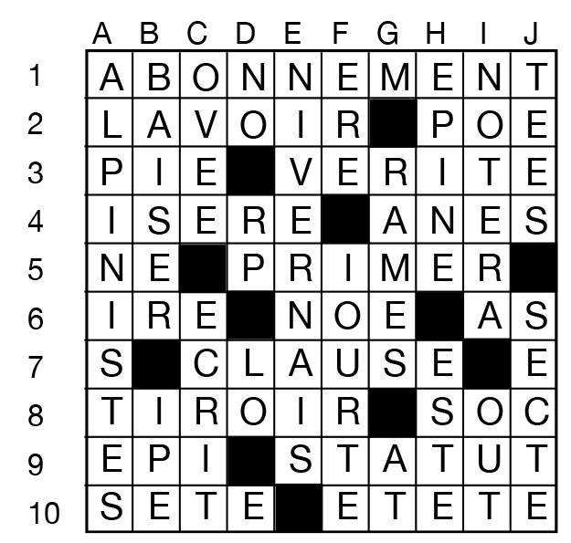 Solutions des mots croisés du précédent numéro