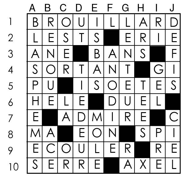 Solutions des mots croisés du précédent numéro