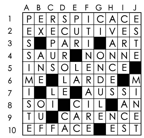 Solutions des mots croisés du précédent numéro