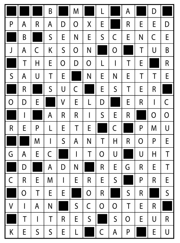 Solutions des mots fléchés du précédent numéro