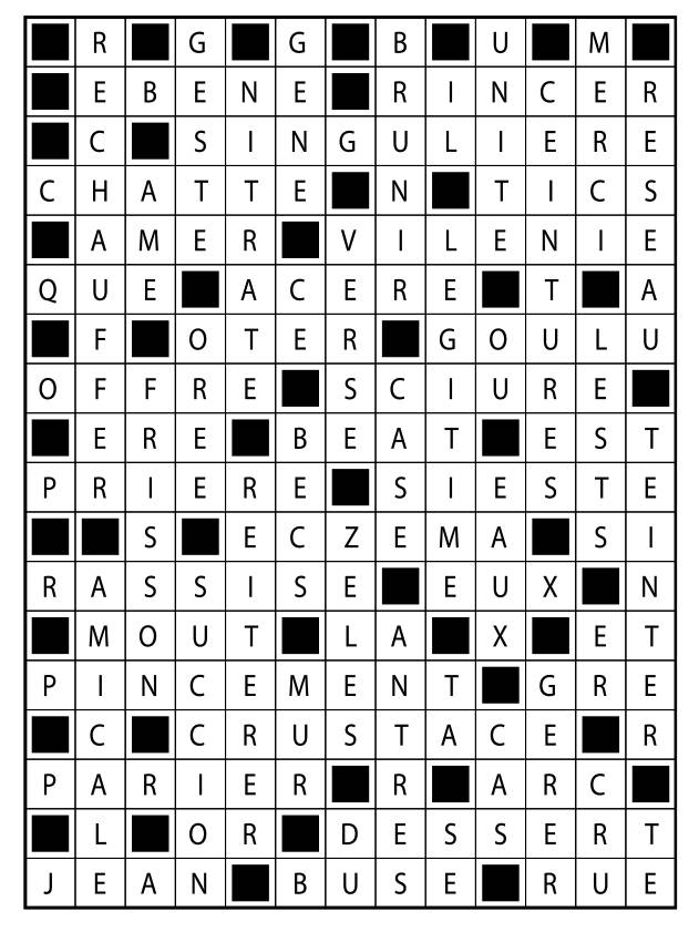 Solutions des mots fléchés du précédent numéro