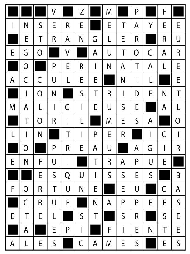 Solutions des mots fléchés du précédent numéro
