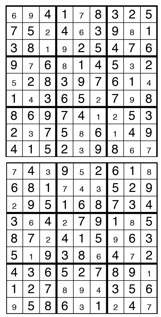 Solutions des sudokus du précédent numéro