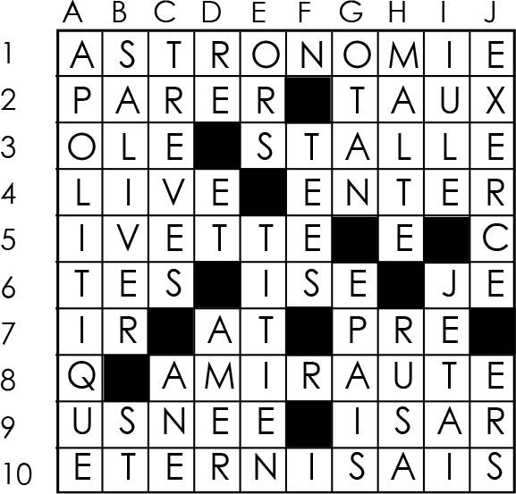 Solutions des mots croisés du précédent numéro