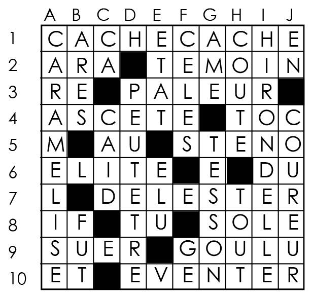 Solutions des mots croisés du précédent numéro