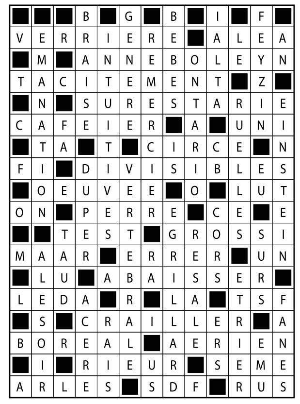 Solutions des mots fléchés du précédent numéro