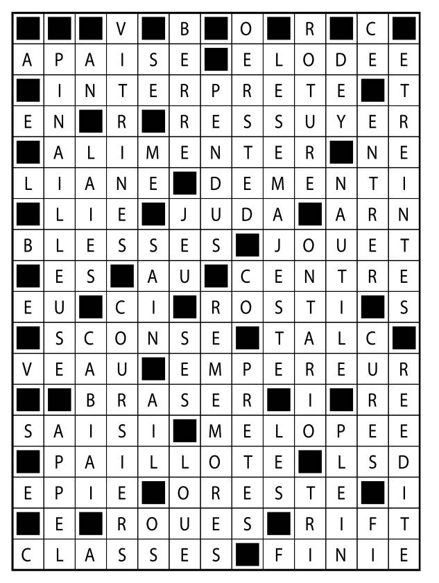 Solutions des mots fléchés du précédent numéro