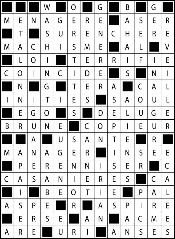 Solutions des mots fléchés du précédent numéro