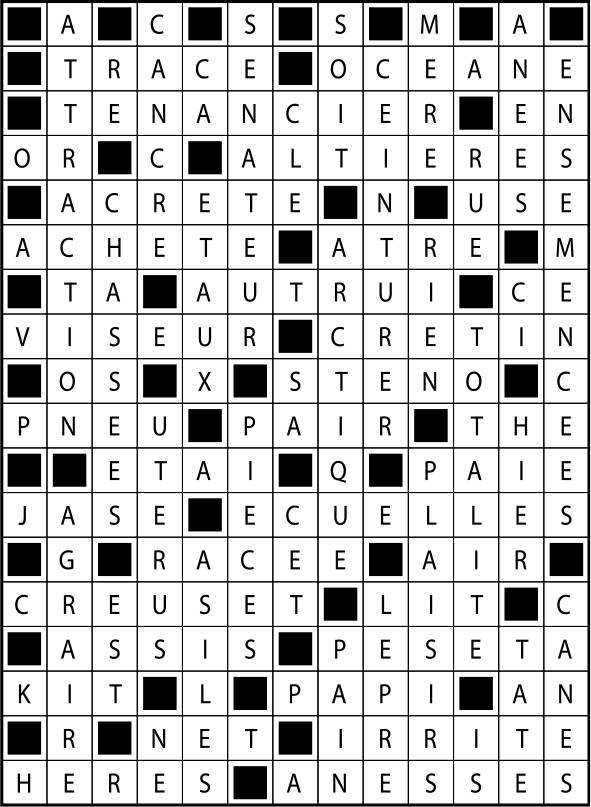 Solutions des mots fléchés du précédent numéro