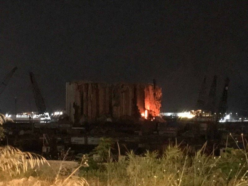 Fire erupts at Beirut port grain silos