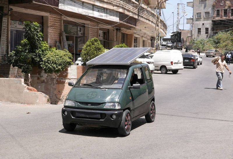Innovative motorist navigates the streets of Saida in a self-designed solar-powered car
