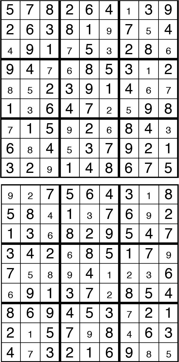 Solutions des sudokus du précédent numéro