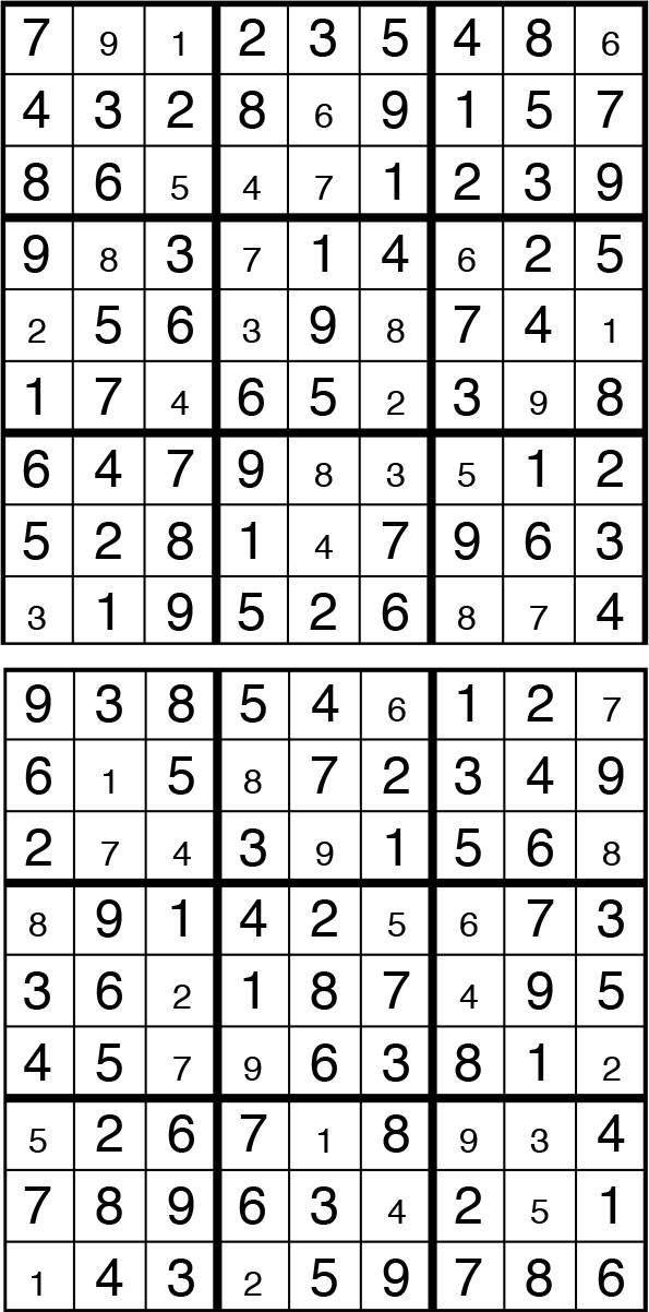 Solutions des sudokus du précédent numéro