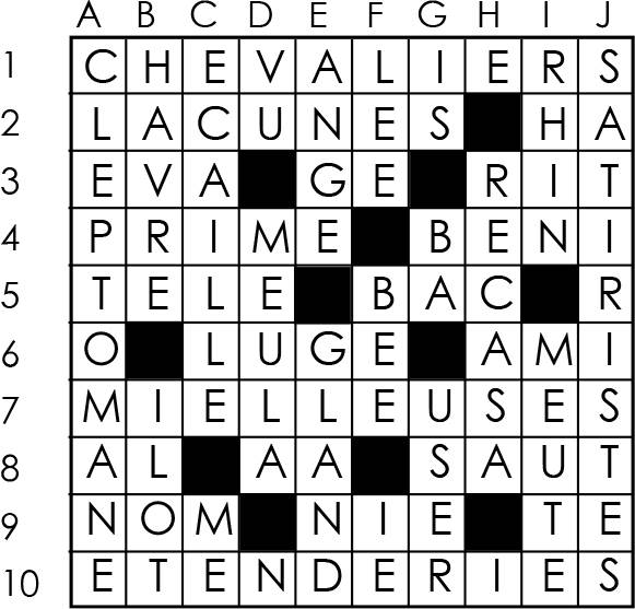 Solutions des mots croisés du précédent numéro