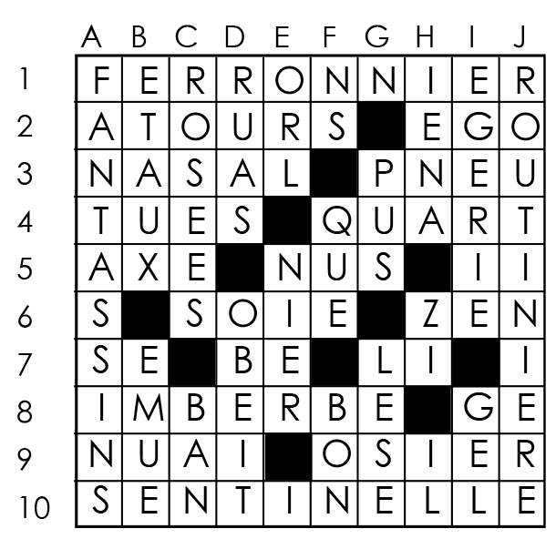 Solutions des mots croisés du précédent numéro