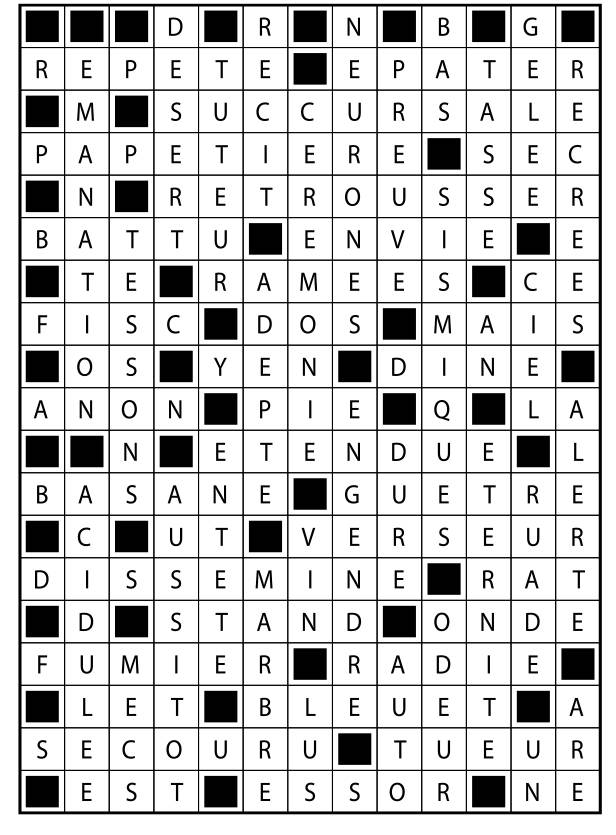 Solutions des mots fléchés du précédent numéro
