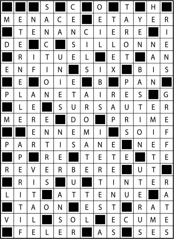 Solutions des mots fléchés du précédent numéro