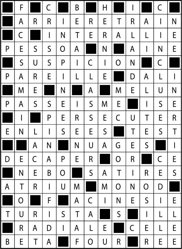 Solutions des mots fléchés du précédent numéro