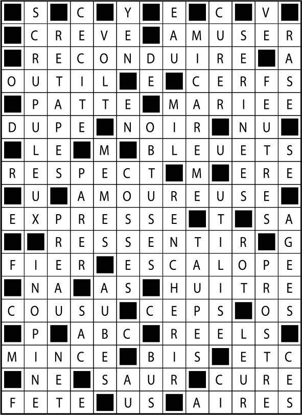 Solutions des mots fléchés du précédent numéro