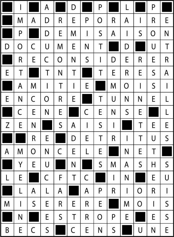 Solutions des mots fléchés du précédent numéro