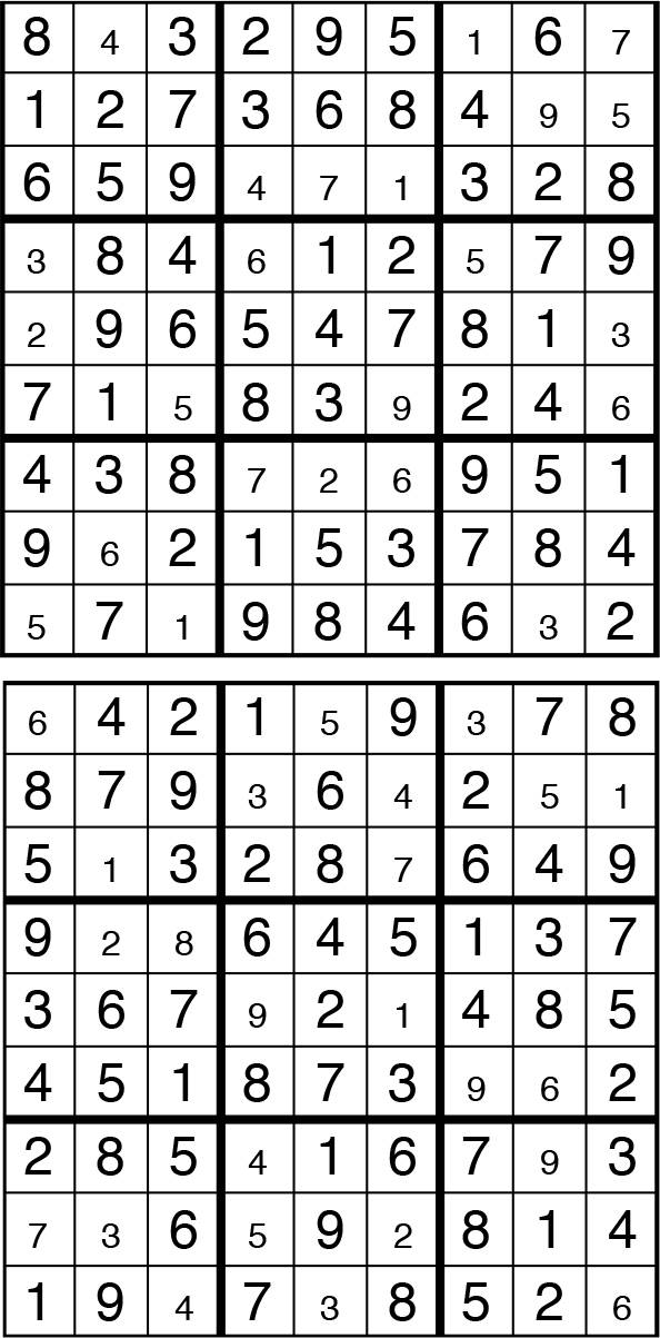 Solutions des sudokus du précédent numéro