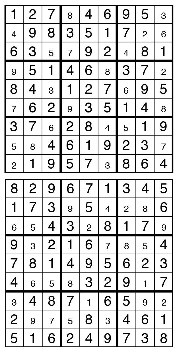 Solutions des sudokus du précédent numéro