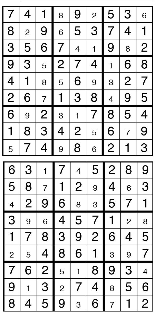 Solutions des sudokus du précédent numéro