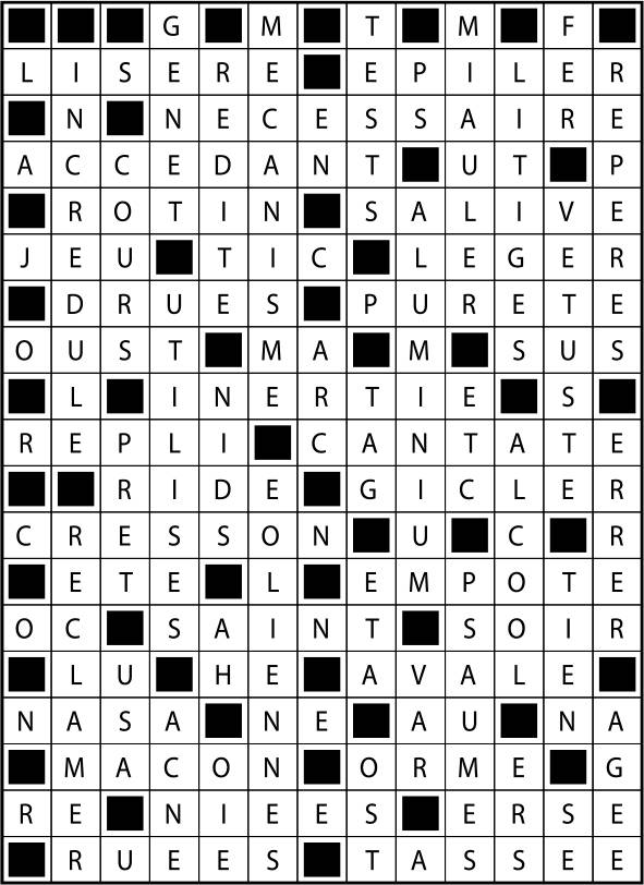 Solutions des mots fléchés du précédent numéro