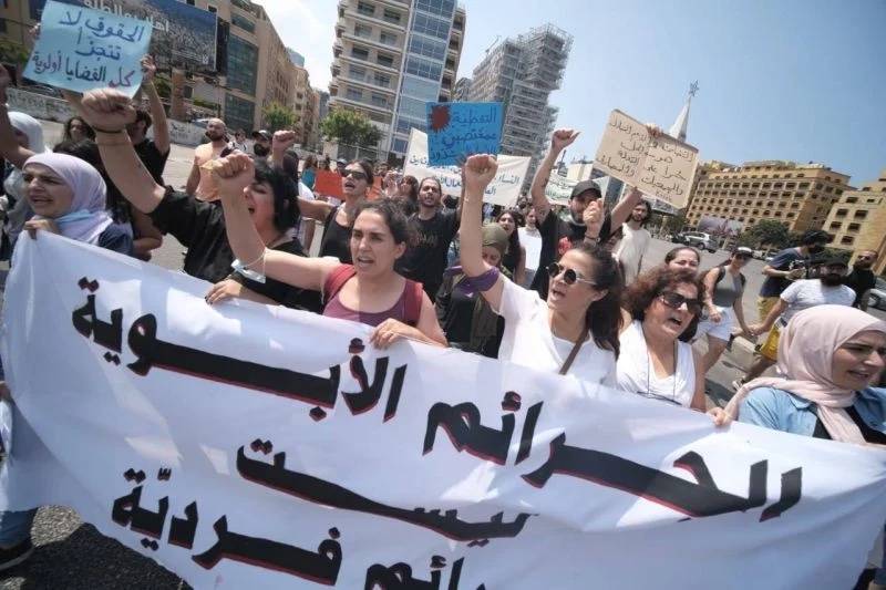 Hundreds demonstrate in Beirut against 'the crimes of the patriarchal regime' Hundreds demonstrate in Beirut against 'the crimes of the patriarchal regime'