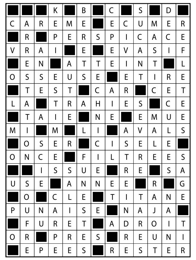 Solutions des mots fléchés du précédent numéro
