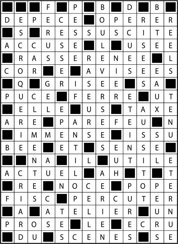 Solutions des mots fléchés du précédent numéro