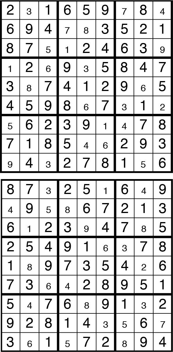 Solutions des sudokus du précédent numéro