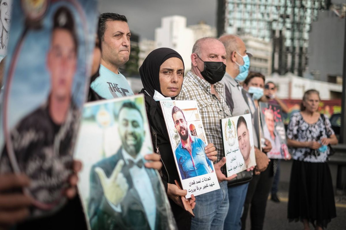 Blast victims' families block road near Beirut port Blast victims' families block road near Beirut port