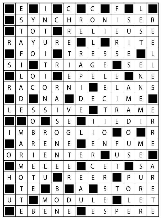 Solutions des mots fléchés du précédent numéro