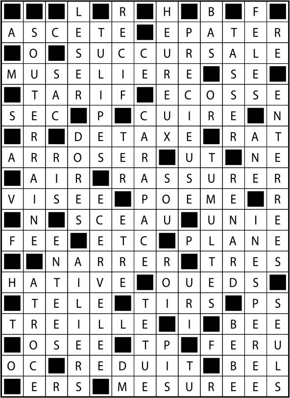 Solutions des mots fléchés du précédent numéro