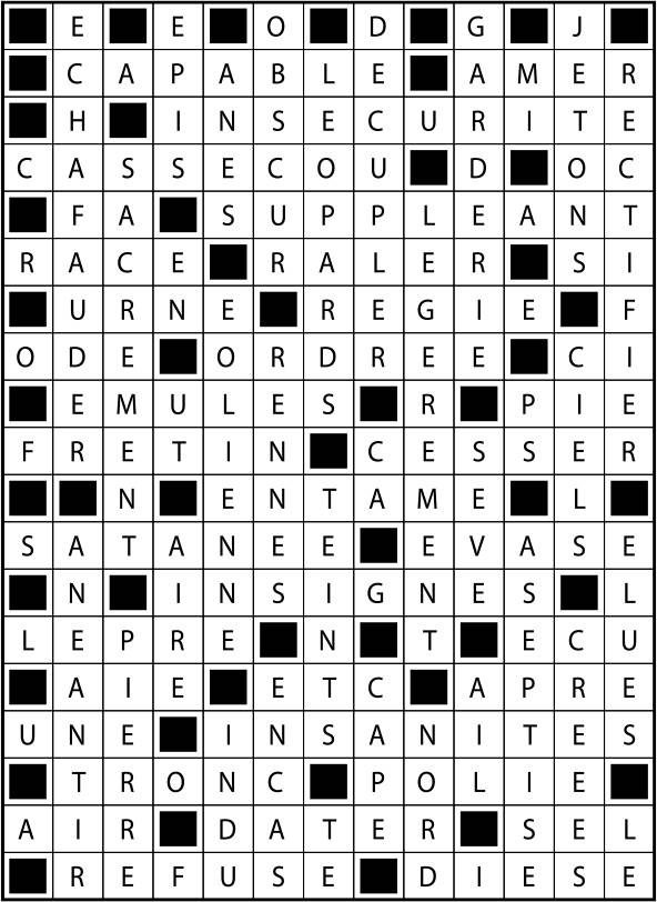 Solutions des mots fléchés du précédent numéro