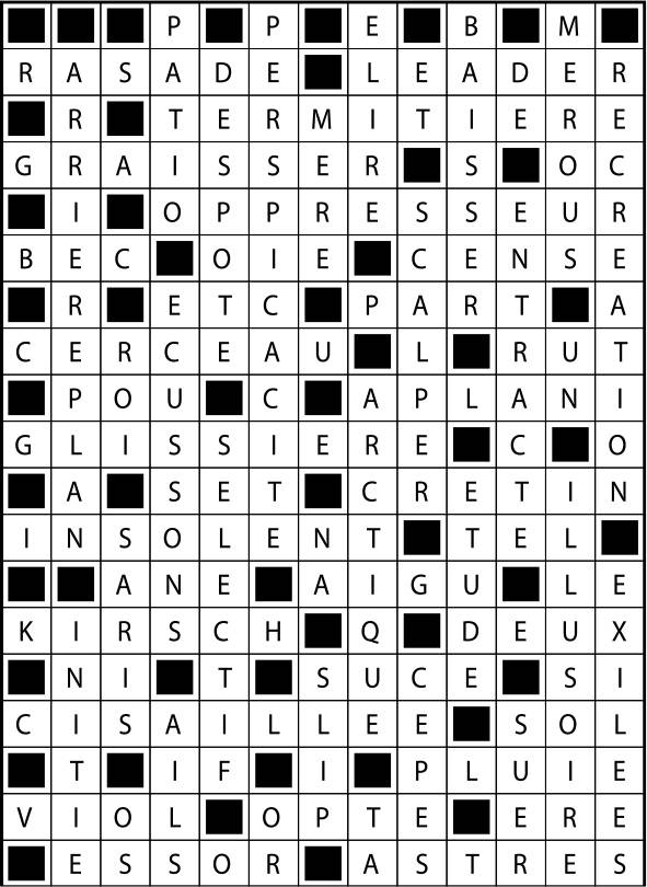 Solutions des mots fléchés du précédent numéro
