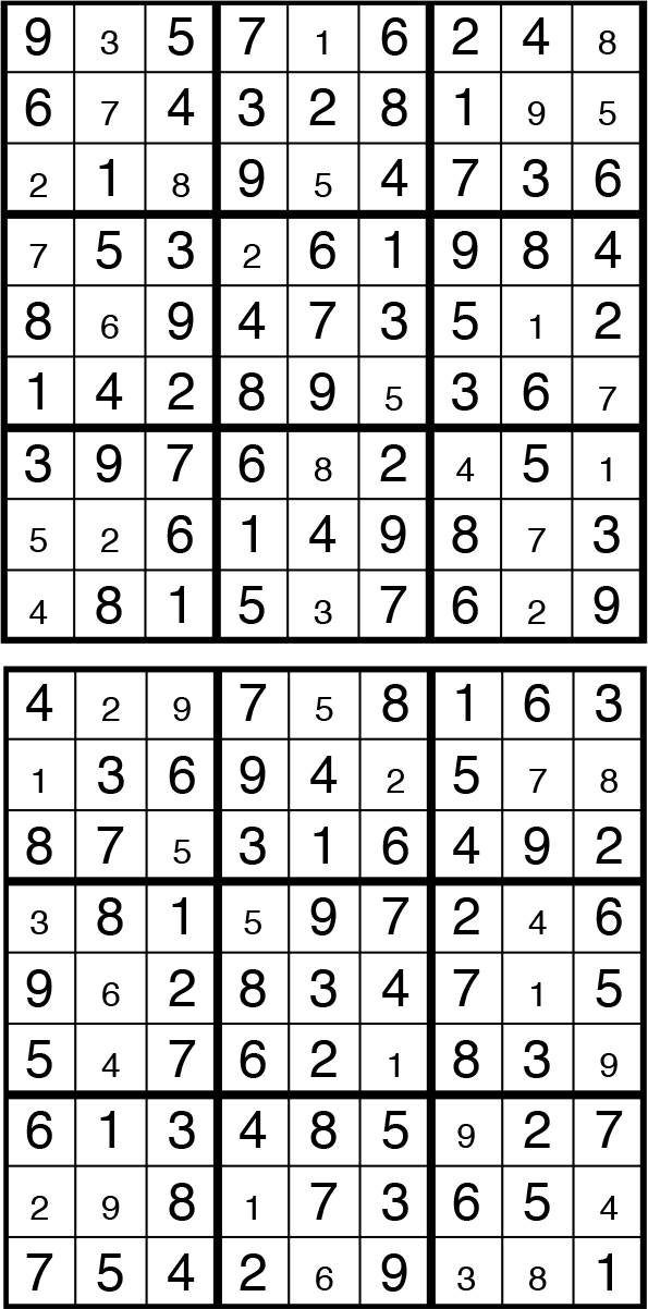 Solutions des sudokus du précédent numéro