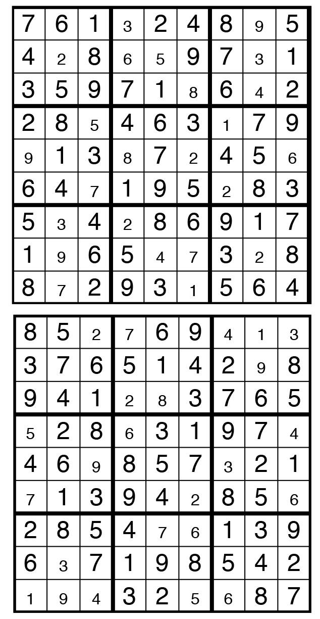 Solutions des sudokus du précédent numéro