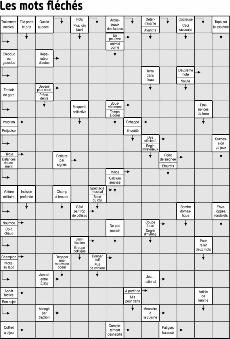 Solutions des mots fléchés du précédent numéro