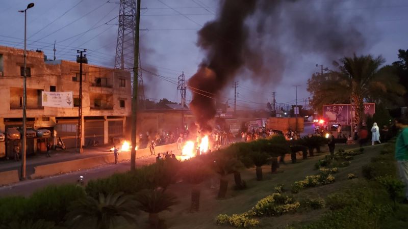UPDATE: Teargas and burning tires on the Tripoli-Deir Ammar highway during a protest against electricity cuts
