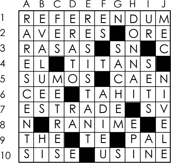 Solutions des mots croisés du précédent numéro