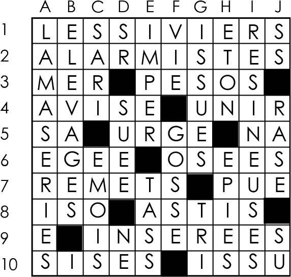 Solutions des mots croisés du précédent numéro