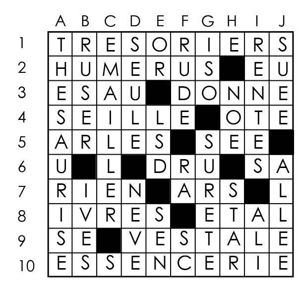 Solutions des mots croisés du précédent numéro