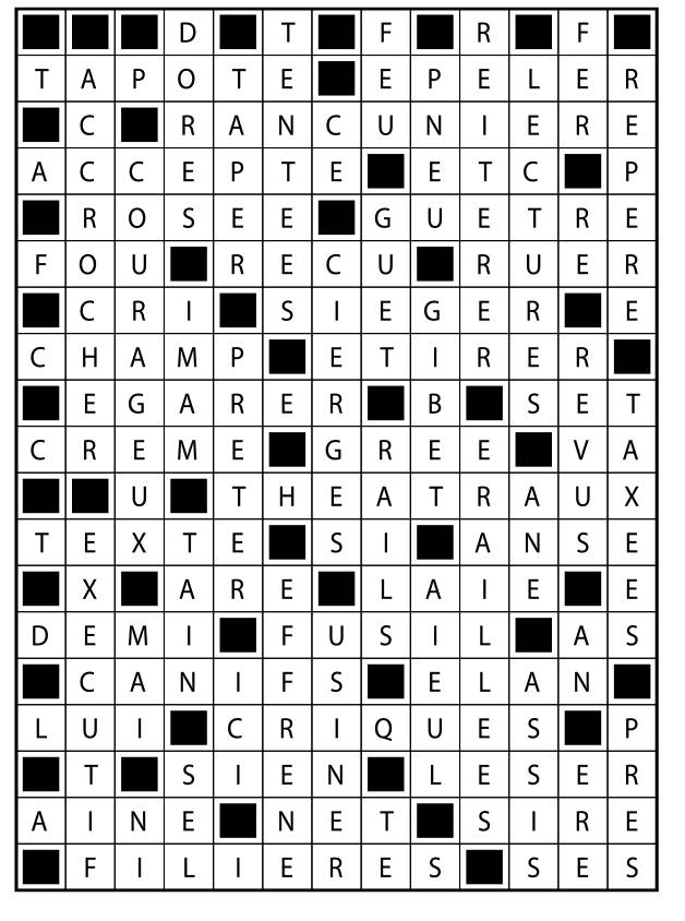 Solutions des mots fléchés du précédent numéro