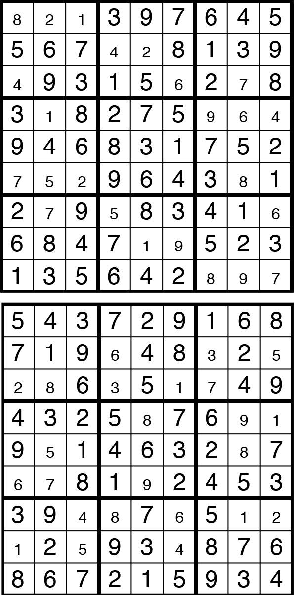 Solutions des sudokus du précédent numéro