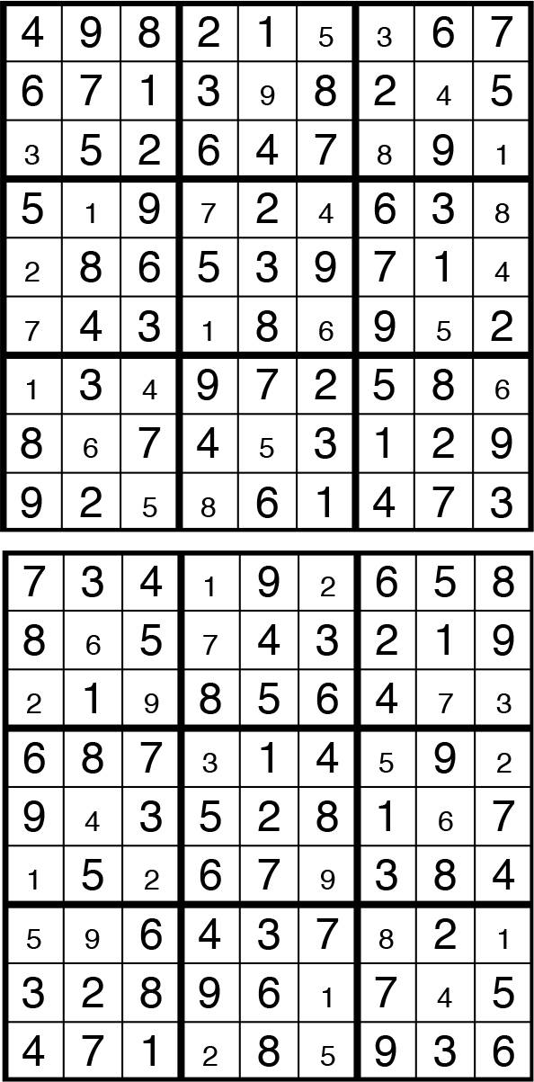 Solutions des sudokus du précédent numéro